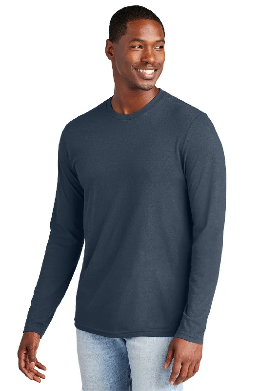 Men's short-sleeve subtle soft-cookout top-District Mens Very Important Long Sleeve Crewneck T-Shirt - New Navy Blue