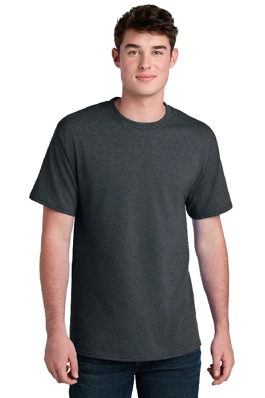 Men's short-sleeve neutral casual-bold-rich-wild-coral tee-Port & Company Mens Core Blend Recycled Short Sleeve Crewneck T-Shirt - Heather Dark Grey - New