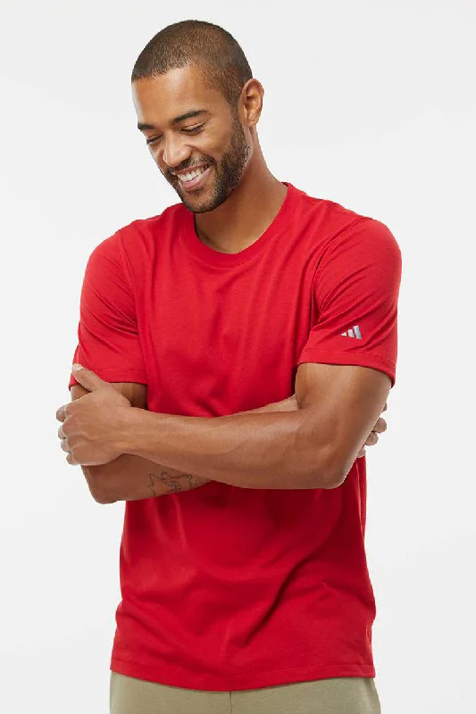 Men's short-sleeve neutral casual-bold-sturdy-budget tee-Adidas Mens Short Sleeve Crewneck T-Shirt - Power Red