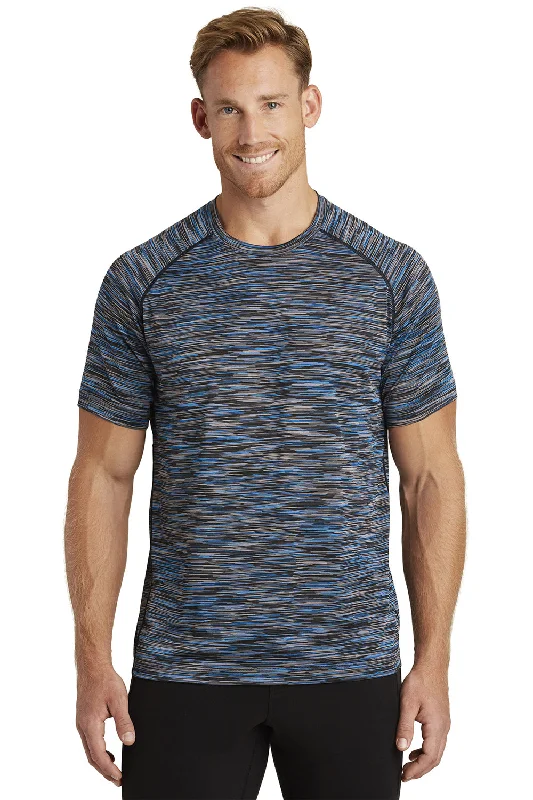 Men's short-sleeve deep classic-muted-soccer shirt-Ogio Mens Endurance Verge Jersey Moisture Wicking Short Sleeve Crewneck T-Shirt - Electric Blue Space Dye