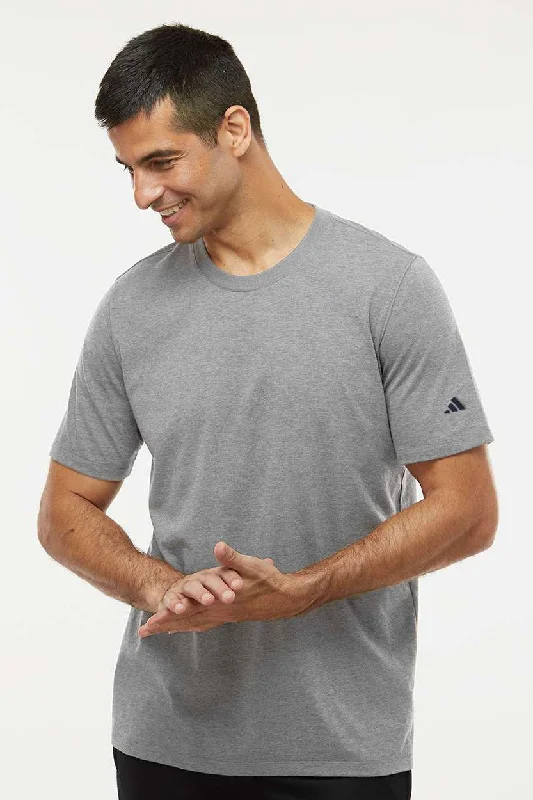 Men's short-sleeve deep classic-muted-sustainable-upcycled tee-Adidas Mens Short Sleeve Crewneck T-Shirt - Heather Medium Grey