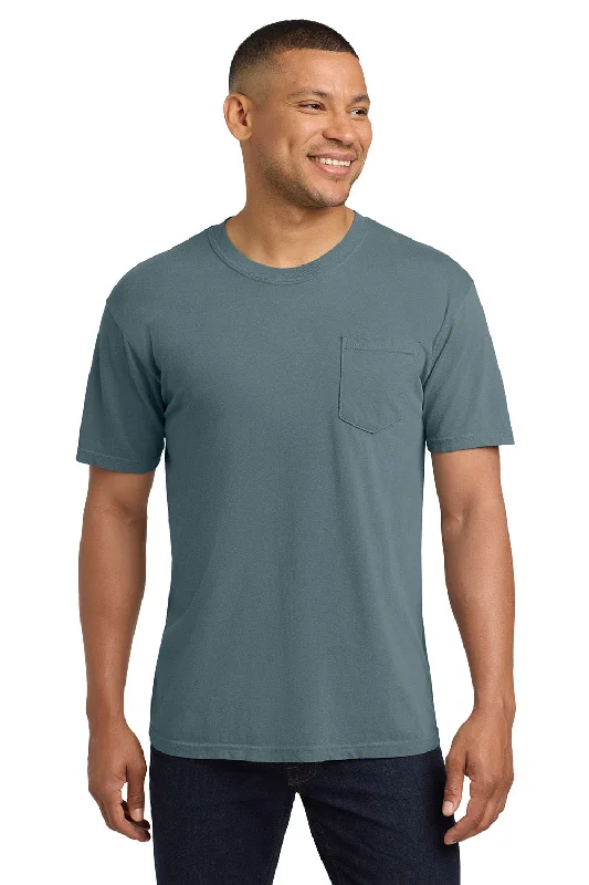 Men's short-sleeve fresh modern-mountaineering shirt-Comfort Colors Mens Short Sleeve Crewneck T-Shirt w/ Pocket - Ice Blue