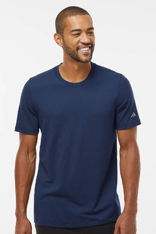 Men's short-sleeve sporty subtle-soft-trendy-trekking tee-Adidas Mens Short Sleeve Crewneck T-Shirt - Collegiate Navy Blue