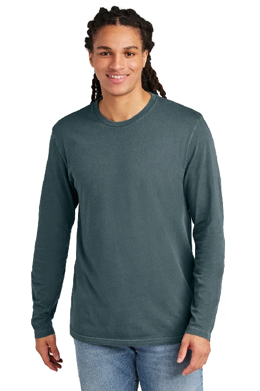 Men's short-sleeve bright deep-classic-muted-big-ombre tee-District Mens District Wash Long Sleeve Crewneck T-Shirt - Deep Steel Blue - New