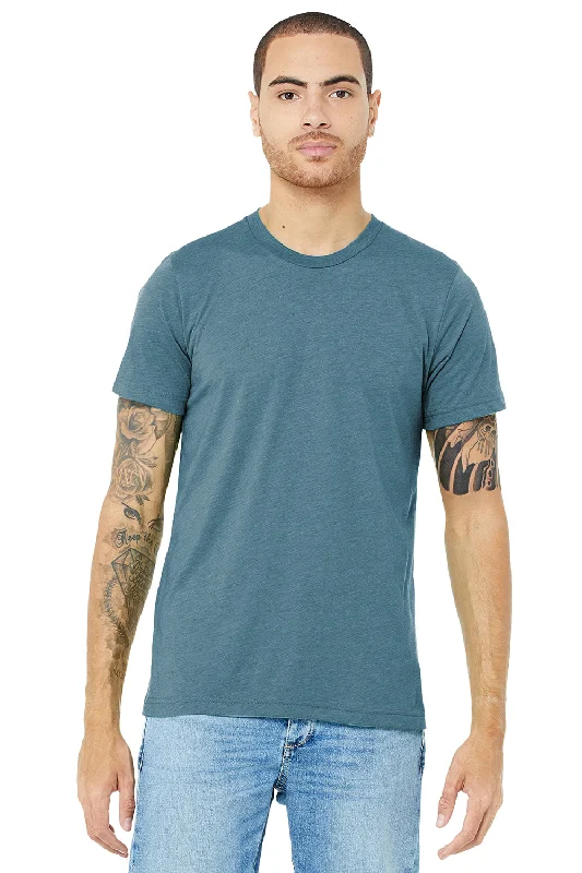 Men's short-sleeve retro cool-pure-silver top-Bella + Canvas Mens Short Sleeve Crewneck T-Shirt - Denim Blue