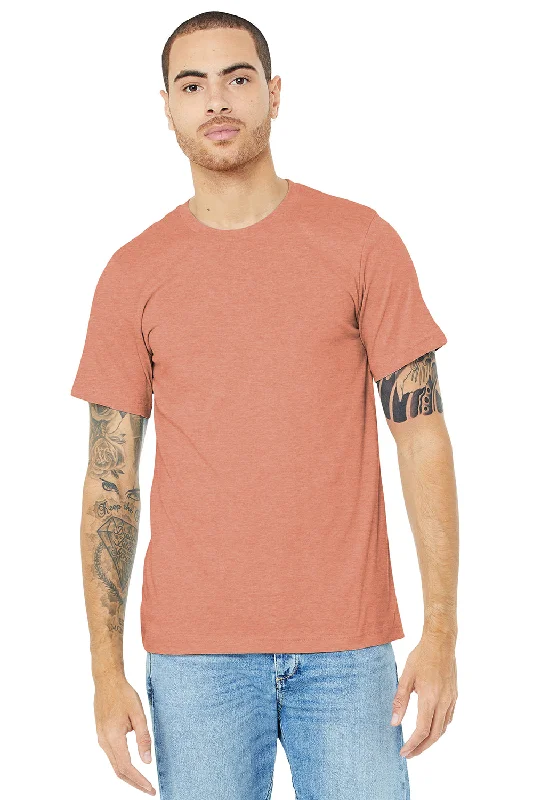 Men's short-sleeve soft trendy-cool-lime top-Bella + Canvas Mens Heather CVC Short Sleeve Crewneck T-Shirt - Heather Sunset Orange