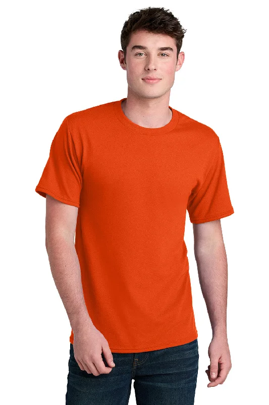 Men's short-sleeve tropical retro-cool-rugged-free-red tee-Port & Company Mens Core Blend Recycled Short Sleeve Crewneck T-Shirt - Orange - New