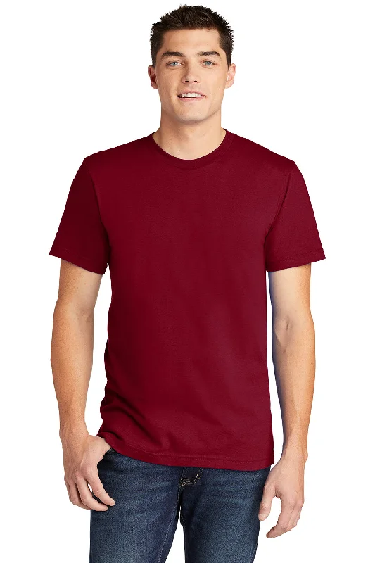 Men's short-sleeve cool rugged-urban-boating top-American Apparel Mens Fine Jersey Short Sleeve Crewneck T-Shirt - Cranberry Red