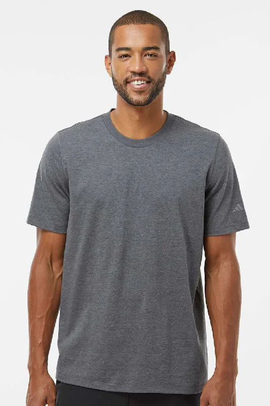 Men's short-sleeve rugged urban-warm-breathable-merino tee-Adidas Mens Short Sleeve Crewneck T-Shirt - Heather Dark Grey