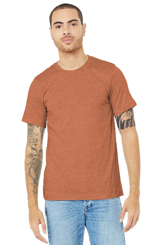 Men's short-sleeve cool rugged-downtime tee-Bella + Canvas Mens Heather CVC Short Sleeve Crewneck T-Shirt - Heather Autumn Orange