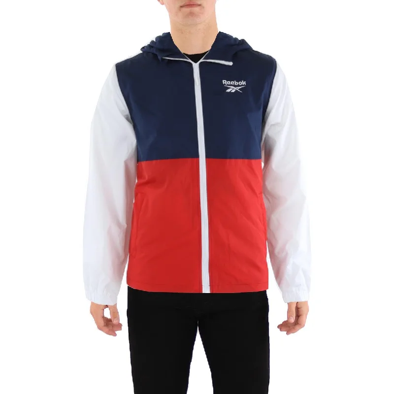 Men's dash bold jackets-Reebok Mens Outdoor Athletic Windbreaker Jacket