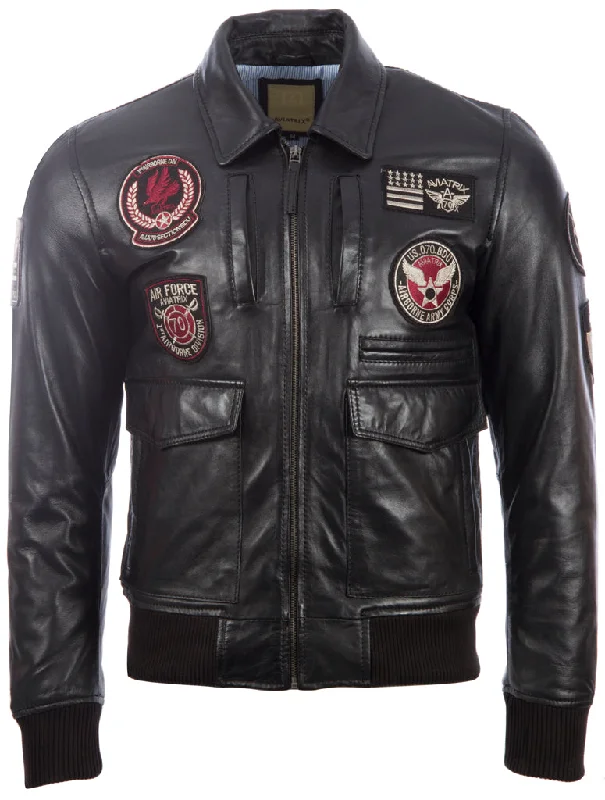 Men's stride cool jackets-9079 Aviatrix Men's Pilot Jacket - Black