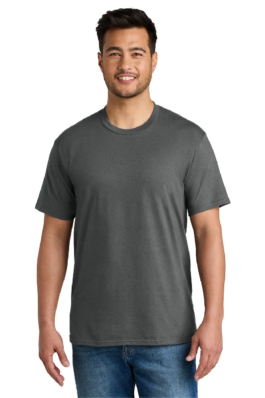 Men's short-sleeve soft trendy-bright-deep-tailgate shirt-Port & Company Mens CVC Short Sleeve Crewneck T-Shirt - Charcoal Grey - New