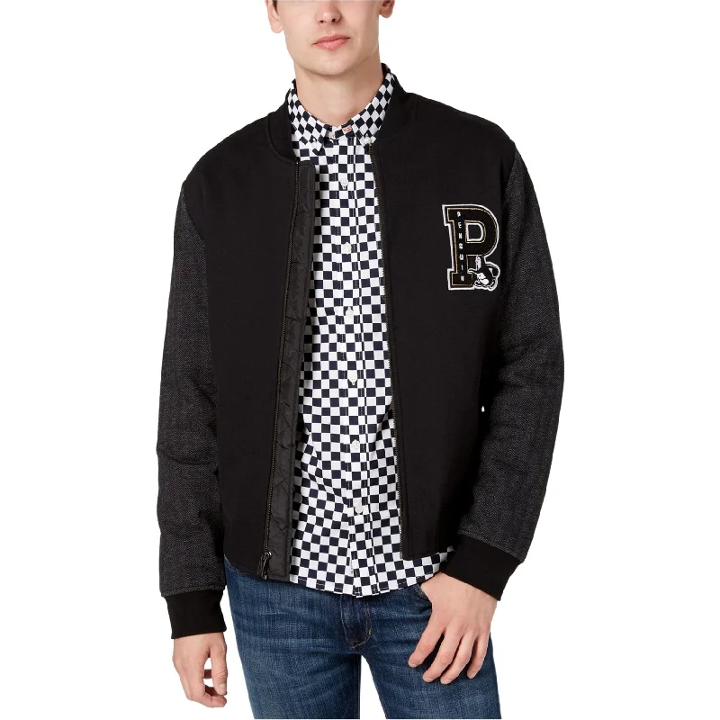 Men's set bold jackets-Penguin Mens Chevron Varsity Jacket, Black, Large