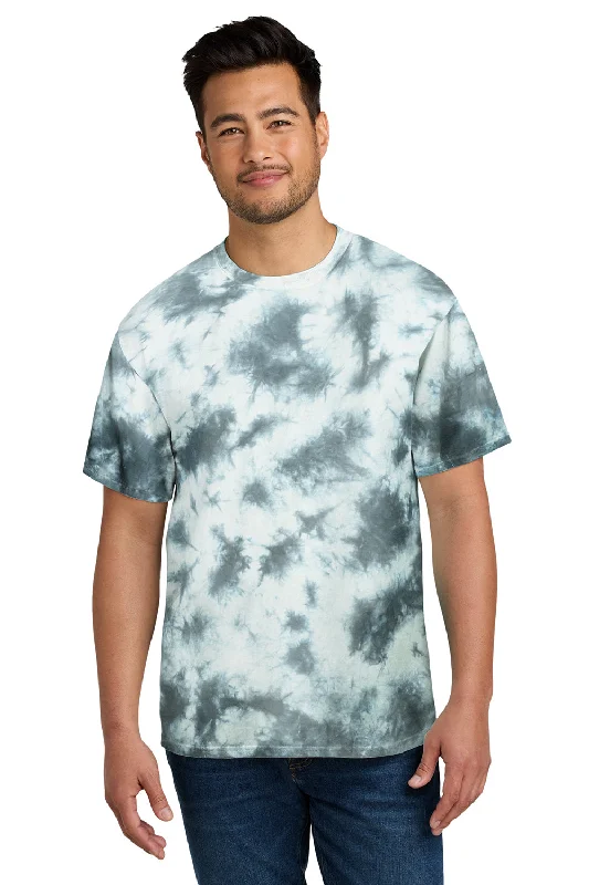 Men's short-sleeve stylish dark-burgundy tee-Port & Company Mens Crystal Tie-Dye Short Sleeve Crewneck T-Shirt - Grey