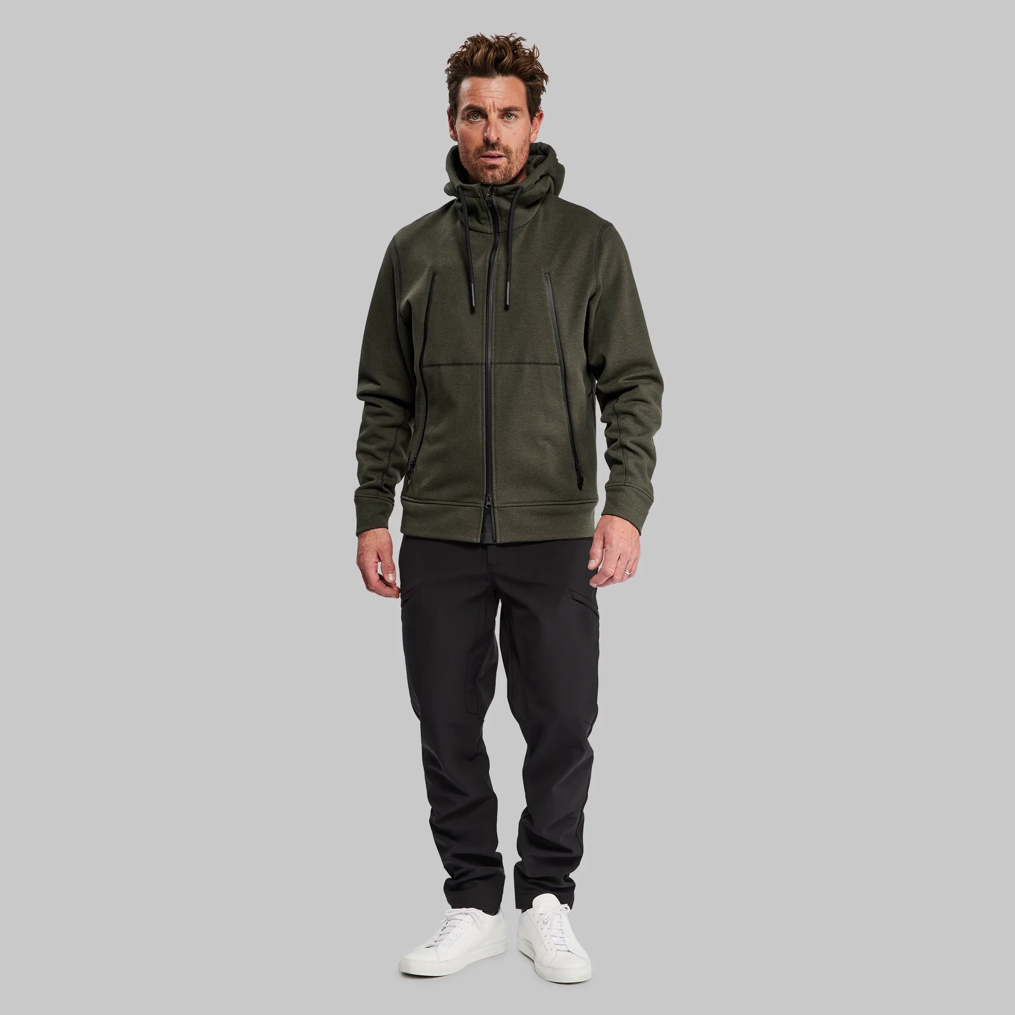 men's-hoodie-with-hidden-zipper-100 Year Zip Through Hoodie. Green edition