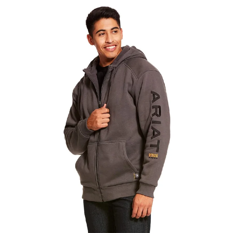 men's-hoodie-for-concerts-Ariat P17780 Rebar All-Weather Full Zip Work Hoodie Sweatshirt