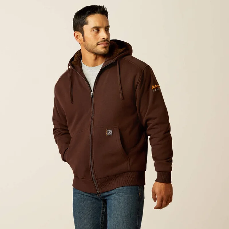 men's-hoodie-with-moon-phase-Ariat P30438 Rebar All-Weather Sherpa-Lined Full Zip Hoodie