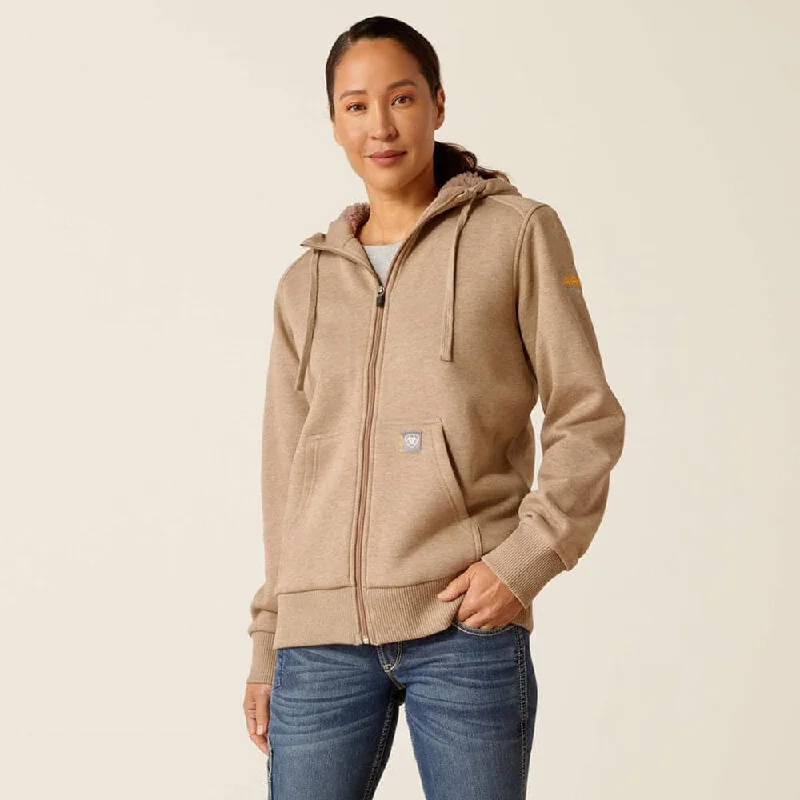 men's-hoodie-in-dove-grey-Ariat P30442 Women's Rebar All-Weather Sherpa Full Zip Hoodie