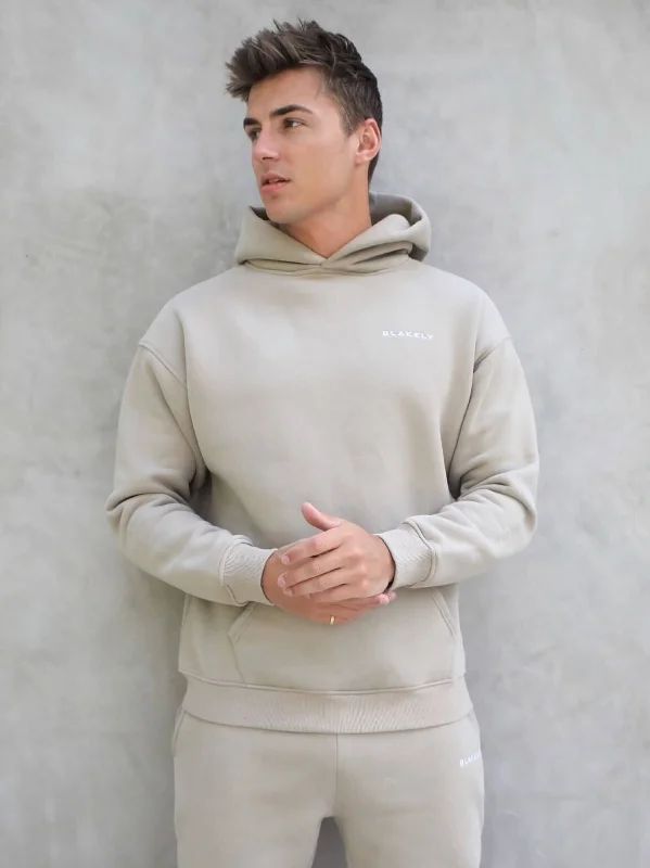 men's-hoodie-with-gecko-design-Series Relaxed Hoodie - Washed Khaki