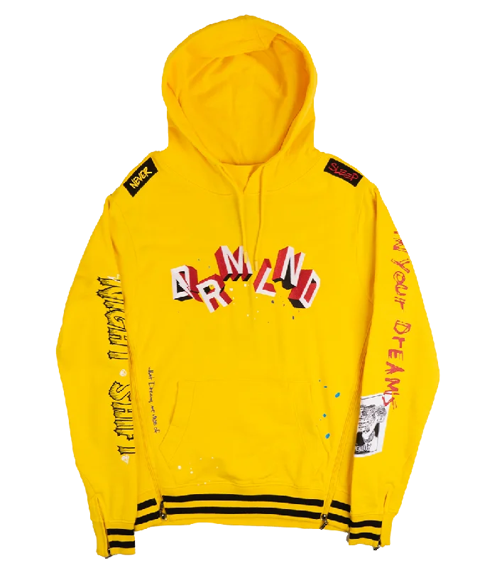 men's-hoodie-in-dove-grey-DREAMLAND LOGO HOODIE YELLOW - 1902H0069