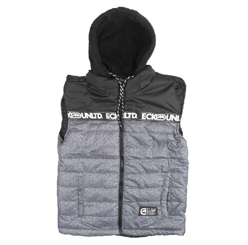 men's-hoodie-in-smoke-grey-ECKO UNLTD PUFFER BOMBER VEST HOODIE GREY MARLED - E032O377