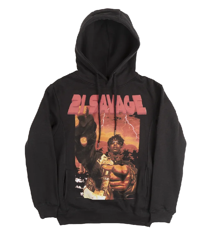 men's-hoodie-for-rugby-LICENSED 21 SAVAGE HOODIE BLACK - COACHELLA