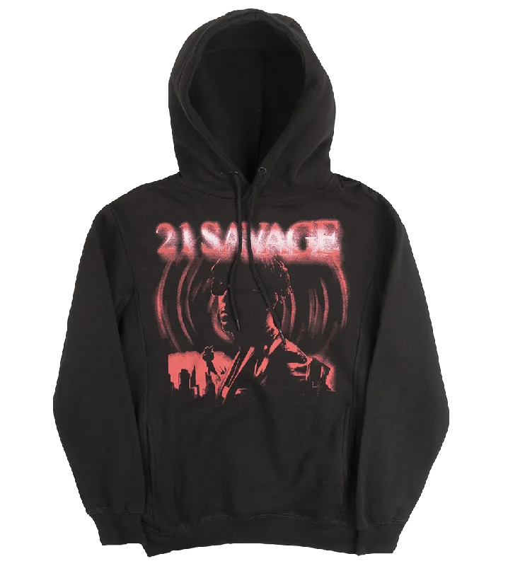 men's-hoodie-with-sleeve-cuffs-LICENSED 21 SAVAGE HOODIE BLACK - DARK CITY