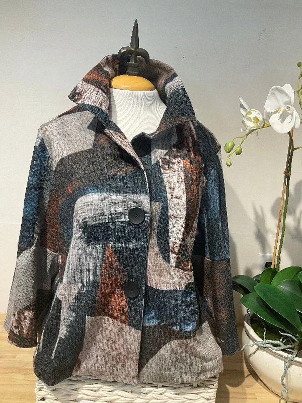 Men's howl windproof jackets-Damee Abstract Painting Cropped Jacket