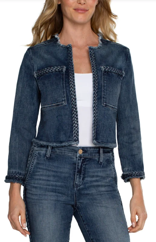 Men's view urban jackets-Denim Jacket w/ Braid Detail