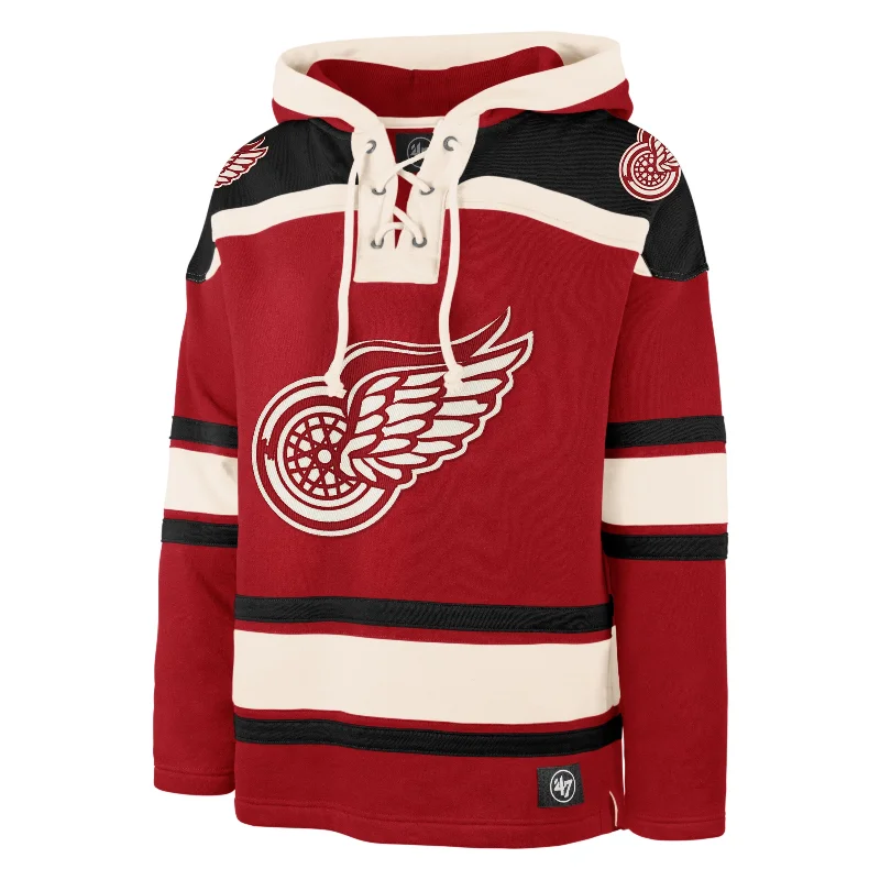 men's-hoodie-with-deer-graphic-DETROIT RED WINGS VINTAGE SUPERIOR '47 LACER HOOD