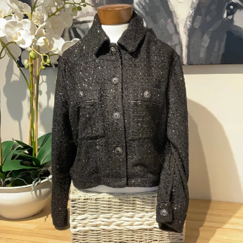 Men's heft rugged jackets-Esqualo Black Tweed Short Jacket