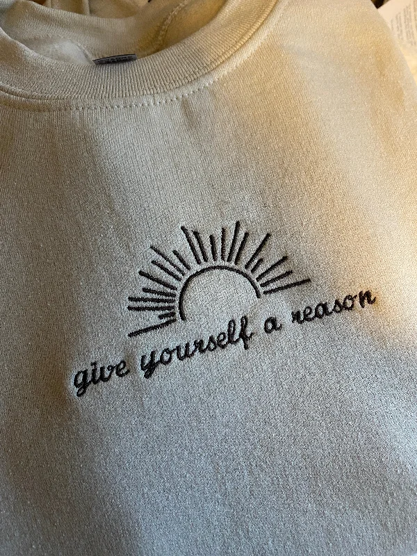 men's-hoodie-with-ocean-theme-Give yourself a reason Embroidered Sweatshirt