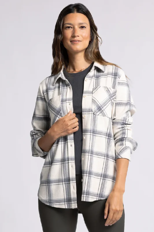 Men's step casual jackets-Lewis Plaid Shirt Jacket in Black Gray