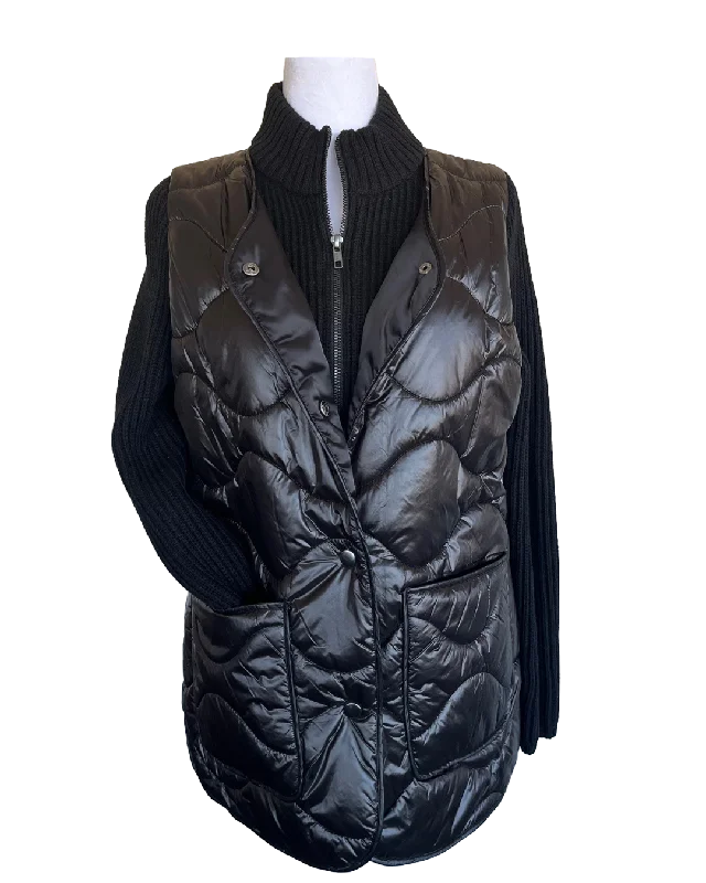 Men's haze soft jackets-Peace Of Cloth Black Quilted Knit Combo Jacket