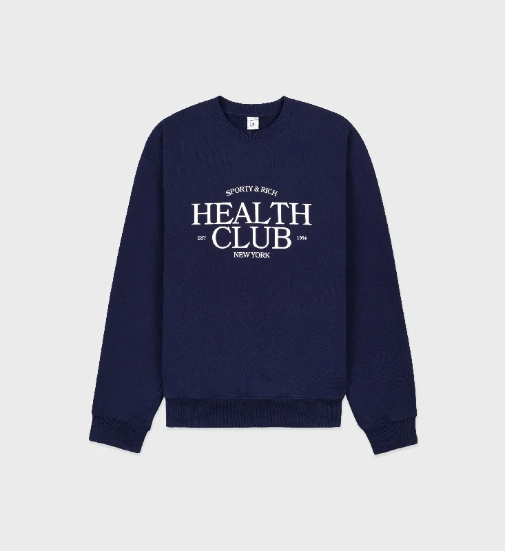 men's-hoodie-for-card-games-SR Health Crewneck - Navy/White