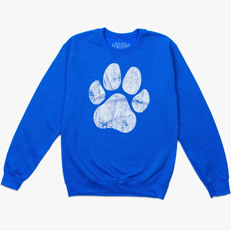 men's-hoodie-with-wolf-graphic-The Vintage Pawsome Crewneck Sweatshirt (Royal)