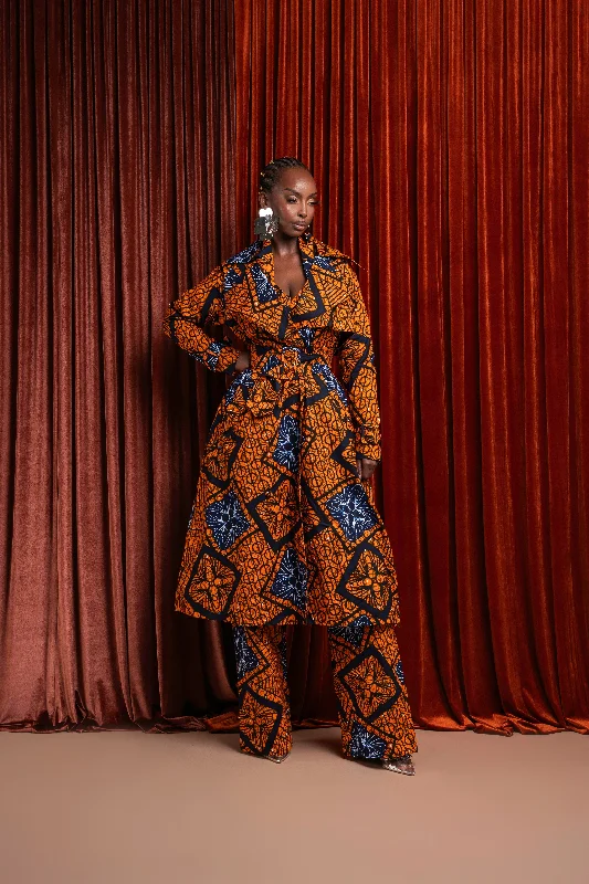 Men's lift flight jackets-ZEZE African Print Trench Jacket