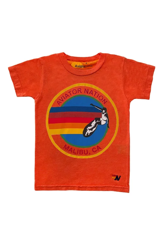 Men's short-sleeve tough contrast-sleeve shirt-KID'S AVIATOR NATION MALBU TEE - ORANGE