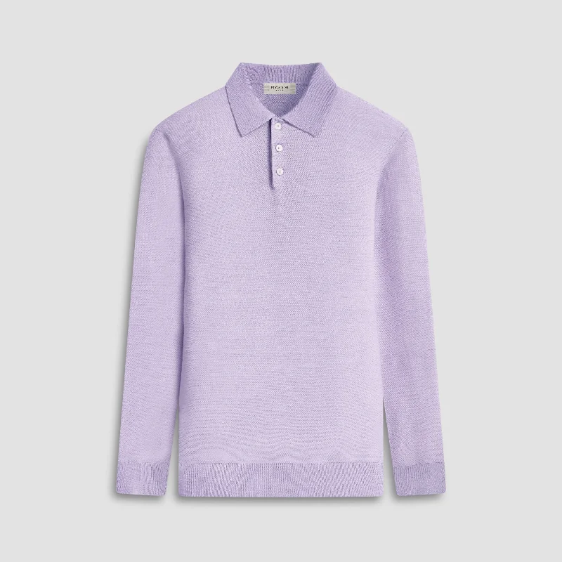 Bird's Eye Jacquard Polo Sweater