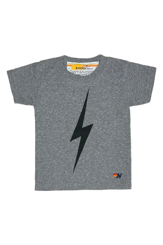 Men's short-sleeve neutral casual-bold-electric-blue tee-KID'S BOLT TEE - HEATHER GREY