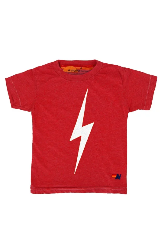 Men's short-sleeve sporty subtle-calm-olive shirt-KID'S BOLT TEE - RED