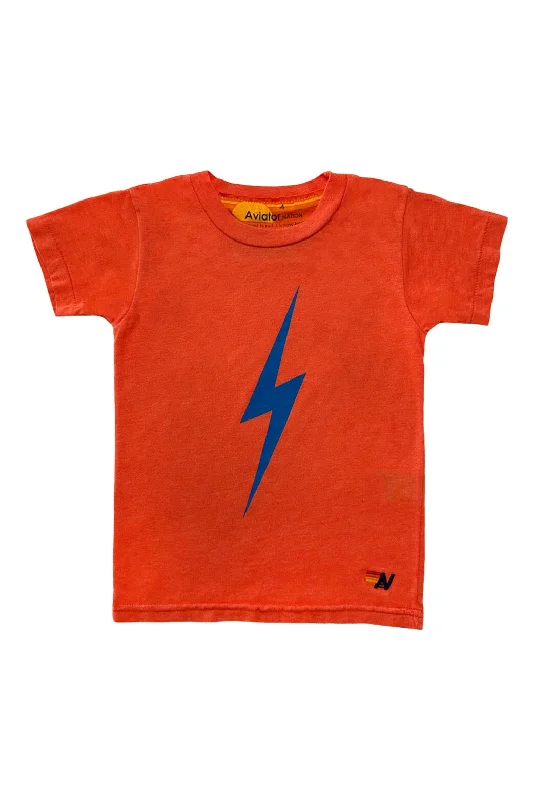 Men's short-sleeve warm breathable-merino top-KID'S BOLT TEE - ORANGE