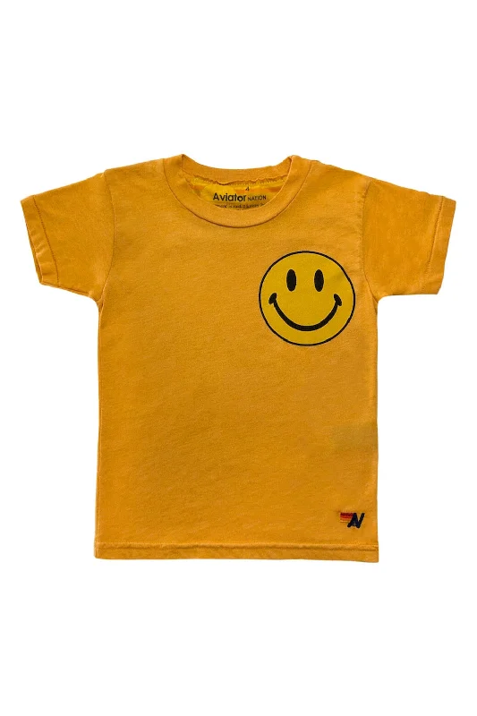 Men's short-sleeve vibrant fair-trade-jute tee-KID'S SMILEY 2 TEE - GOLD