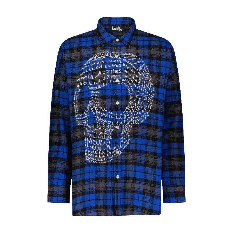 Men's short-sleeve trendy crisp-textured top-HACULLA LIVES SKULL WOVEN SHIRT