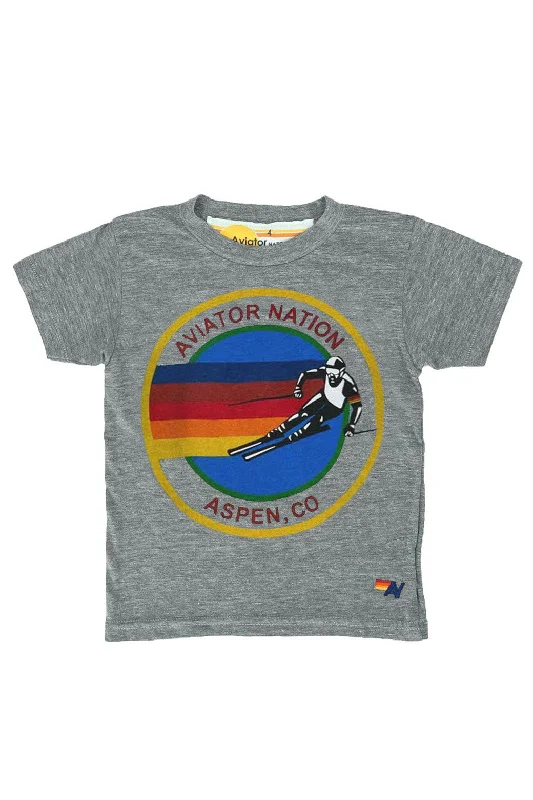 Men's short-sleeve fresh modern-vibrant-jet-black shirt-KID'S AVIATOR NATION ASPEN TEE - HEATHER GREY