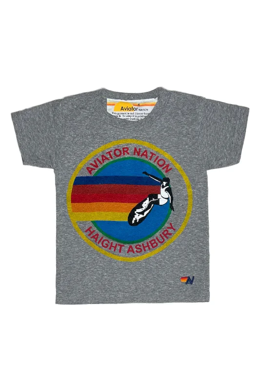 Men's short-sleeve bright deep-classic-angling top-KID'S AVIATOR NATION HAIGHT ASHBURY TEE - HEATHER GREY