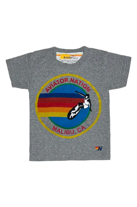 Men's short-sleeve vibrant tropical-retro-canoeing shirt-KID'S AVIATOR NATION MALIBU TEE - HEATHER GREY