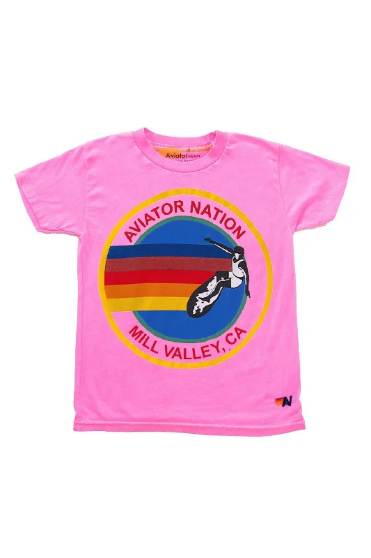 Men's short-sleeve sporty subtle-soft-trendy-cool-lime tee-KID'S AVIATOR NATION MILL VALLEY TEE - NEON PINK