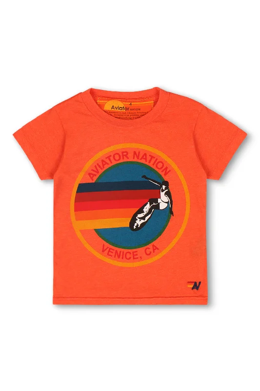 Men's short-sleeve sporty vented top-KID'S AVIATOR NATION TEE - ORANGE